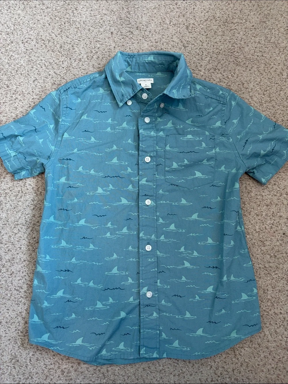 J. Crew Shark Print Button-Up Shirt in Teal, 8